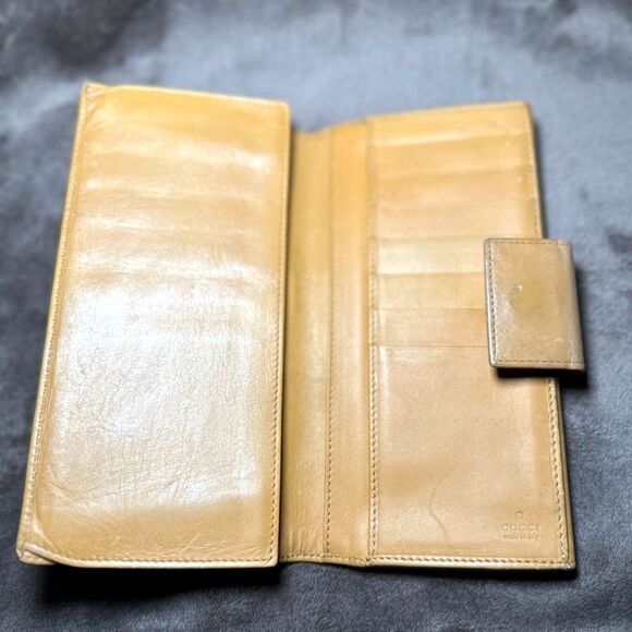 Gucci Vintage Sherry Line Tan and Red Long Wallet - Picture 4 of 5